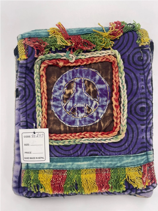 Fringe Pocket Peace Sign Passport Bag