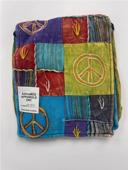 Multiprint Peace Sign Patchwork Passport Pouch
