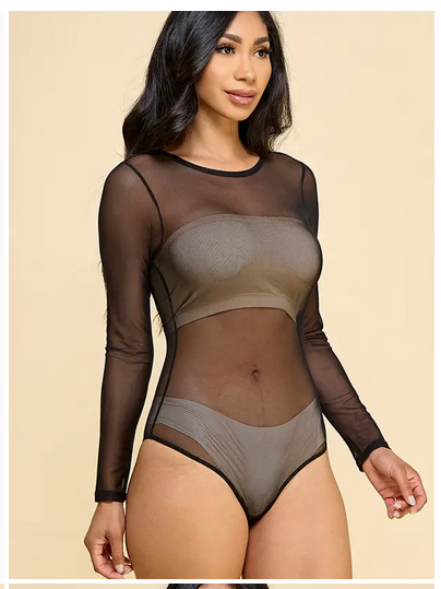 Women's Long Sleeve Mesh Bodysuit