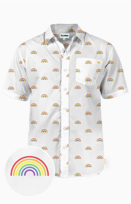 Men's Pride White Rainbow Hawaiian Shirt
