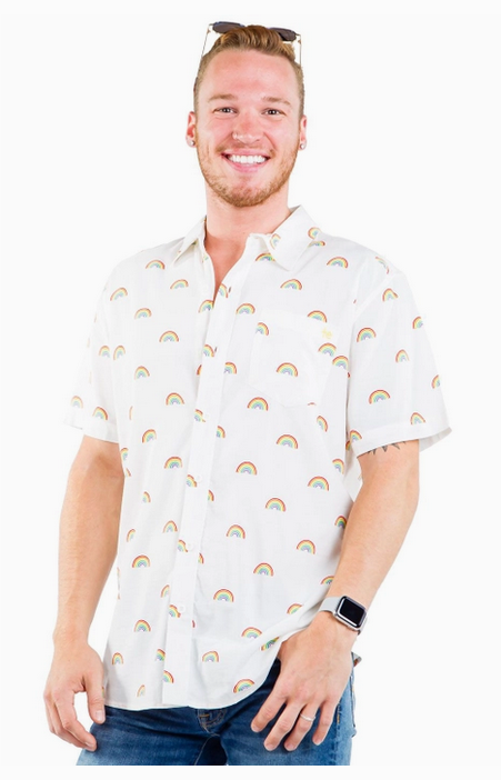 Men's Pride White Rainbow Hawaiian Shirt
