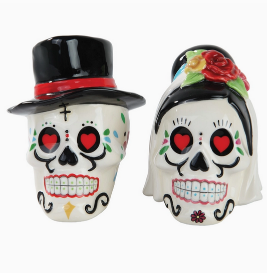 Day of the Dead Wedding Salt and Pepper Shaker Set