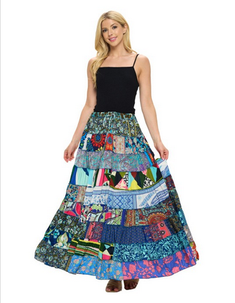 Women's Multi Patchwork Maxi Skirt