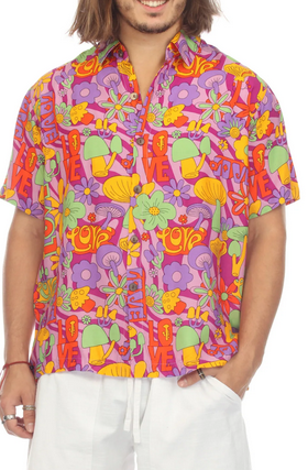 Men's Mushroom Love Print Hawaiian Shirt