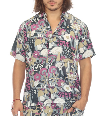Men's Mushroom Love Print Hawaiian Shirt