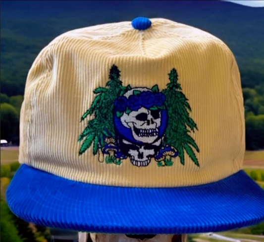 Grateful Dead Blue Rose Double Skull Stealie Corduroy Snapback Hat