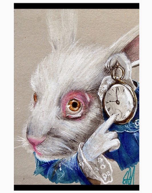 White Rabbit Time Art Print