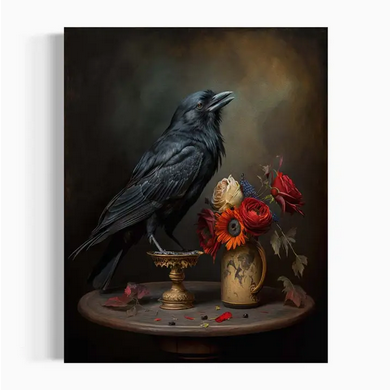 Black Raven Still Life Painting Wall Art