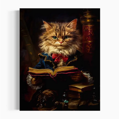 Baroque Cat Reading A Book Art Print