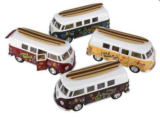 1962 Classic VW Surfboard Bus Pull-Back Toy