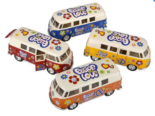 1962 Classic VW Peace & Love Bus Pull-Back Toy
