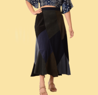 Women's Multi Panel Corduroy Swirl Skirt