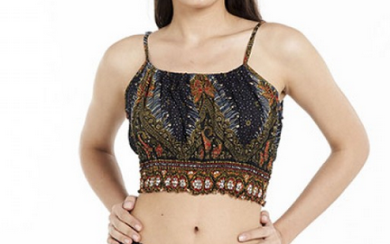 Women's Rayon Printed Scrunch Crop Top