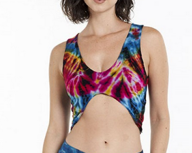 Women's Rayon Spandex Tie-Dye Backless Butterfly Crop Top