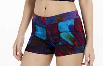Women's Rayon Spandex Tie-Dye Square Patchwork Booty Shorts