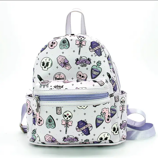 Spooky Witch Girl All-Over Pattern Vinyl Mini Backpack