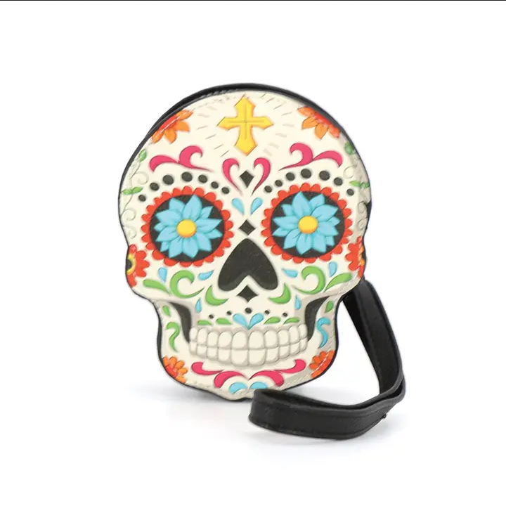 Sugar Skull Vinyl Wristlet Bag