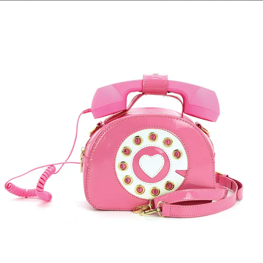 Rotary Phone Glossy Pink Vinyl Bag
