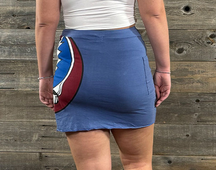 Women's Cotton Lycra Elastic Waist Mini Skirt w/ Large SYF Side Print & Right Side Pocket