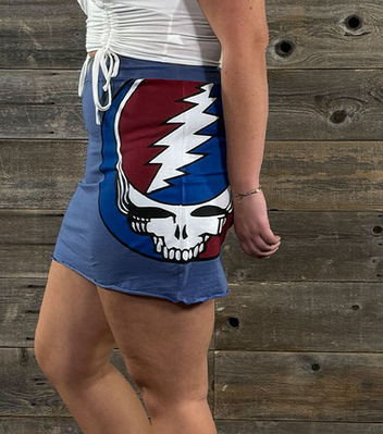 Women's Cotton Lycra Elastic Waist Mini Skirt w/ Large SYF Side Print & Right Side Pocket