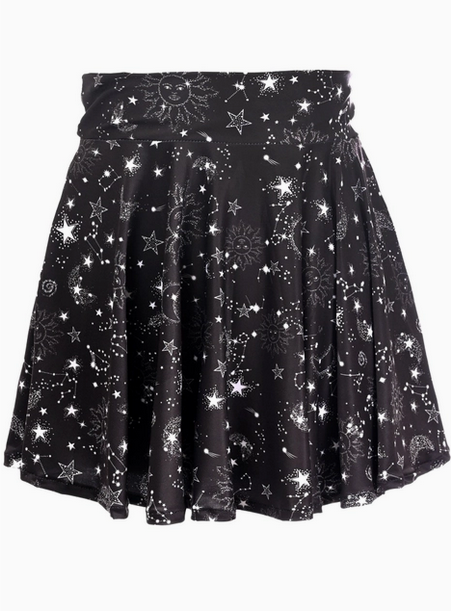 Celestial Print Stretch Lycra Skirt