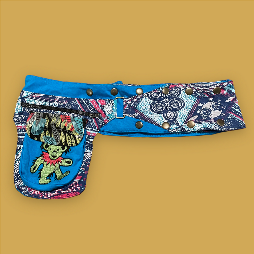 Grateful Dead  Cotton Snap Wrap Belt With Embroiderey