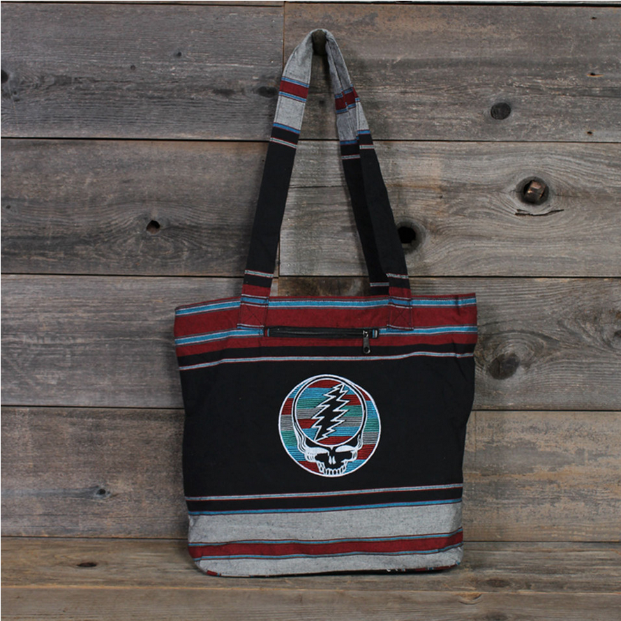 Cotton Khadar Tote Bag With Grateful Dead Print