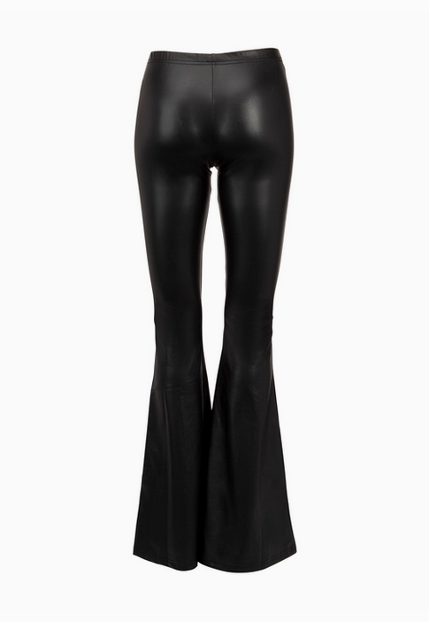 Women's Lace Up Wide Leg Faux Leather Bell Bottoms
