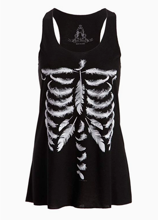 Women's Feather Ribcage Skeleton Top