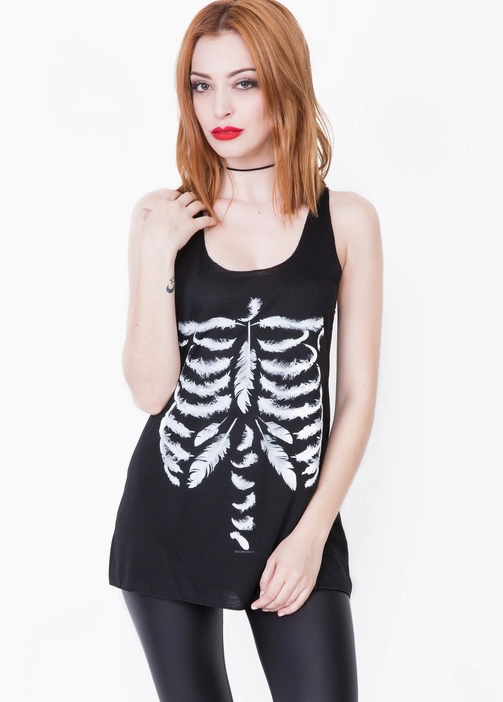 Women's Feather Ribcage Skeleton Top