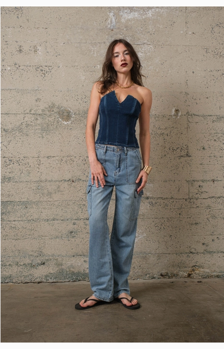 Women's Denim Corset Top