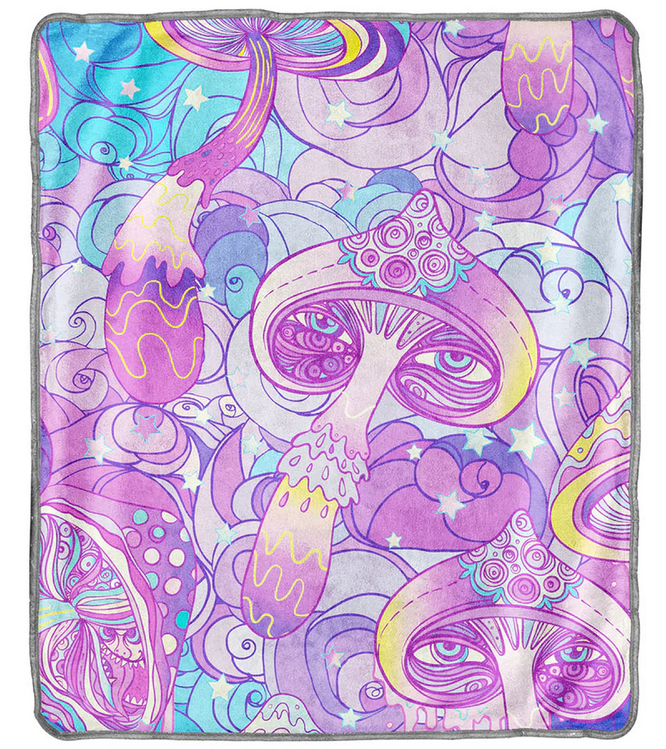 Pulsar Fleece Throw Blanket Melting Shrooms