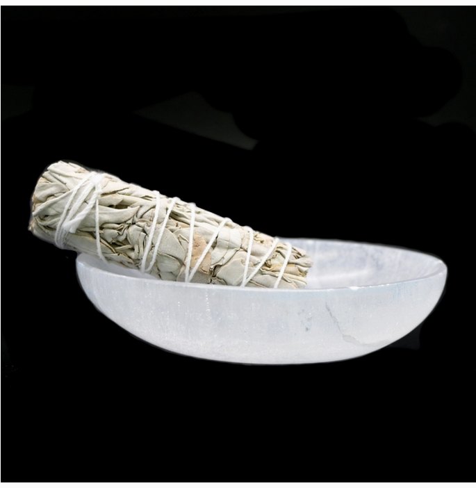 Selenite Oval Charging Smudge Bowl