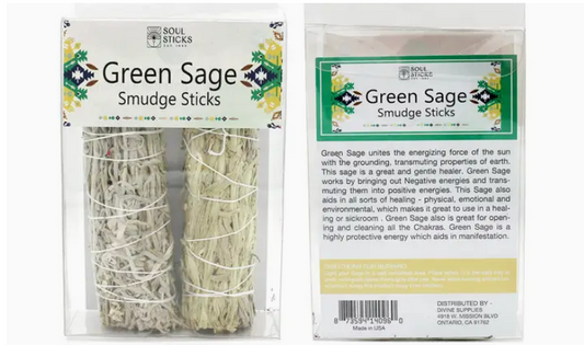 2 Piece Green Sage 4 Inch Smudge Stick Set