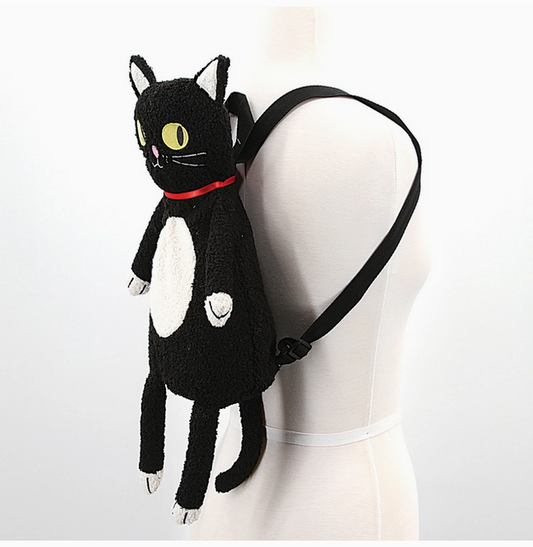 Furry Black Cat Backpack