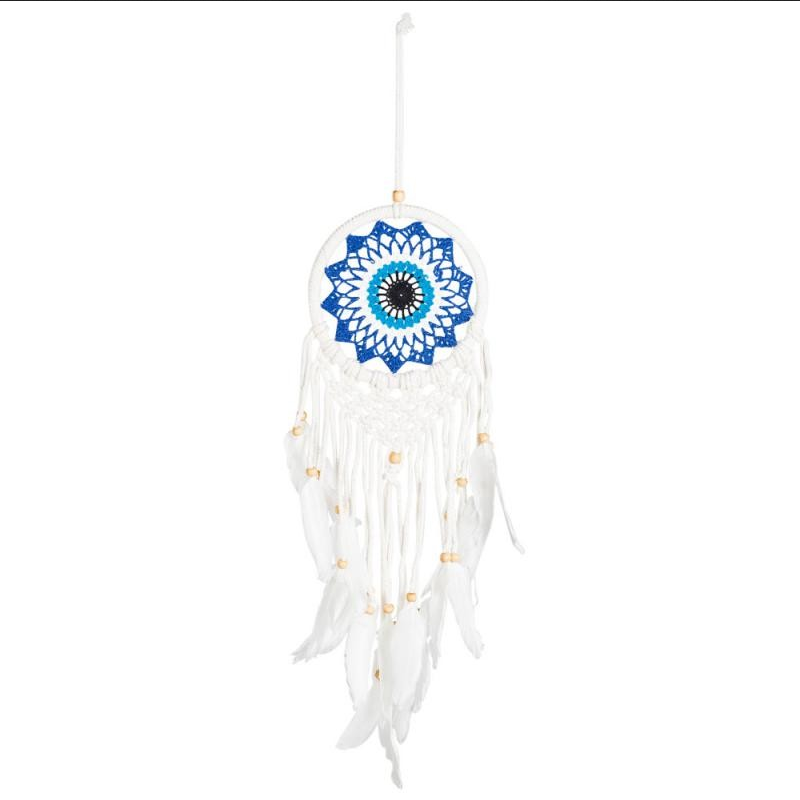 Small Evil Eye Crochet Macrame Wood Bead Dream Catcher