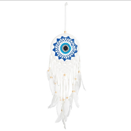Small Evil Eye Crochet Macrame Wood Bead Dream Catcher