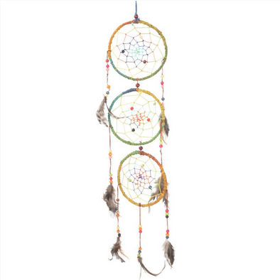 Triple Hemp Wrap Round Rainbow Dream Catcher