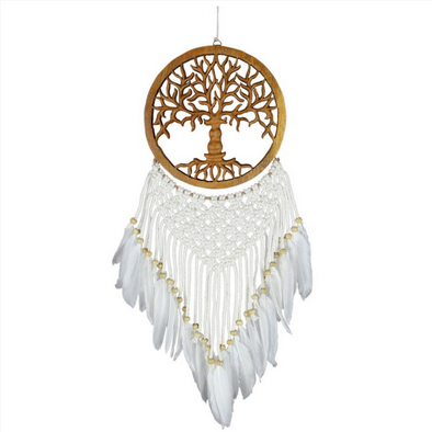 Wooden Tree of Life Feather Dream Catcher