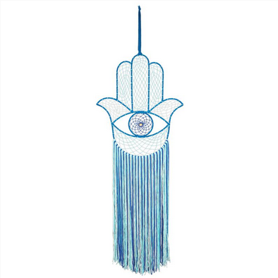 Turquoise Hamsa Hand Tasseled Dream Catcher
