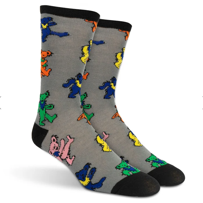 Grateful Dead Dancing Bears Grey Jumble Socks