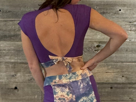 Women's Cotton Lycra Solid & Tie Dye Bolt Open Back Cap Sleeve Back Tie Crop Top