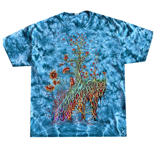 Men's Lucid Mushrooms Art Print Tie-Dye T-Shirt
