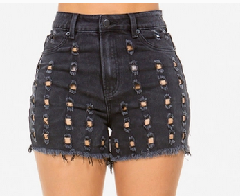 Women's Laser-Cut Holes Pattern Mini Shorts