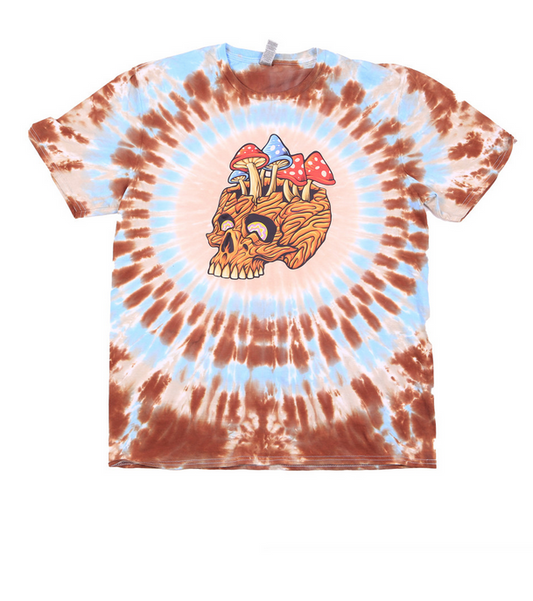 Men's Wooden Shroom Skull Tie-Dye T-Shirt