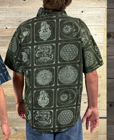 Men's Little Bit of Everything Print Enzyme-Dye Button Up Collar Shirt