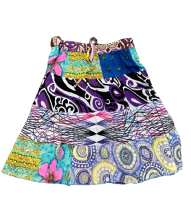 Women's Four Tiered Cotton Patchwork Midi Skirt