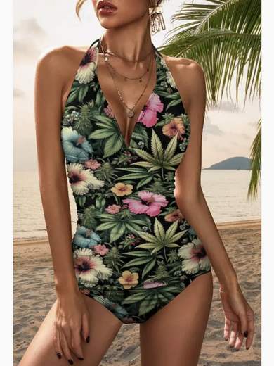 Women's Tropical Terps Keyhole Halter Tankini