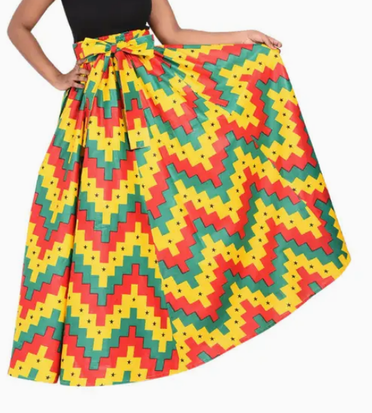 Women's Elastic Waist Ankara African Print Long Skirt