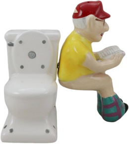 Grandpa on Toliet Salt and Pepper Shaker Set